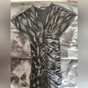 Buffalo black and silver ruched dress.